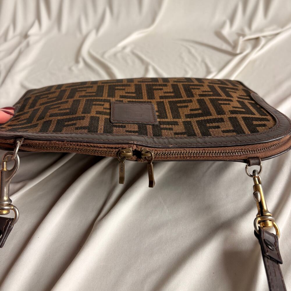 Vintage Fendi Zucca Canvas and Leather Monogram Thin Shoulder Bag - Picture 10 of 16